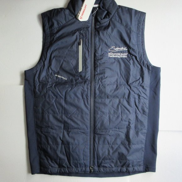 Zero Restriction Golf Vest Z625 Primaloft Navy Men's Medium Signature Bank Logo - Picture 1 of 16